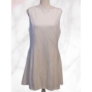Sleeveless Dress Classic A-line Knee Length Off-white W/side Pockets. XL